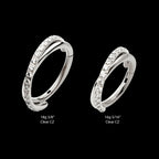 Double Hoop Side Facing Hinged Segment Clicker with CNC Set Round CZ Earring / Nosering – Titanium