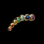 14Kt Yellow Gold Threadless with Bezel Set Rainbow CZ 7-Cluster Top (Right Ear)