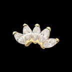 14Kt Gold Threadless Fan Shape Top with 5-Cluster Marquise Prong Gem