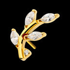 24Kt Gold PVD Threadless Prong Set Marquise CZ Leaf Top