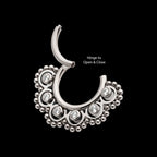 Beads & 6-Bezel Set Gem Front Facing Hinged Segment Clicker Hoop Earring / Nosering – Titanium