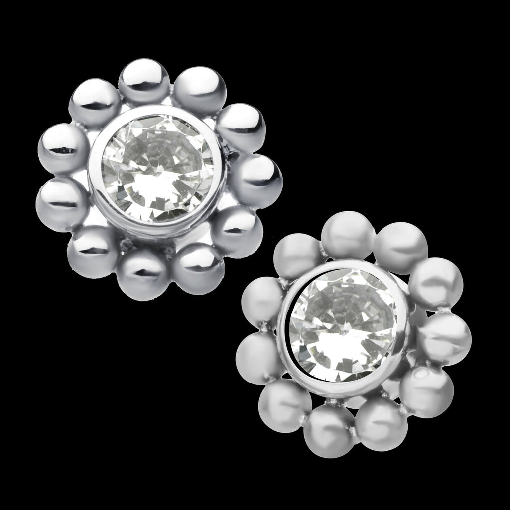 Titanium Threadless Beaded Edge Design with 4mm Bezel CZ Top