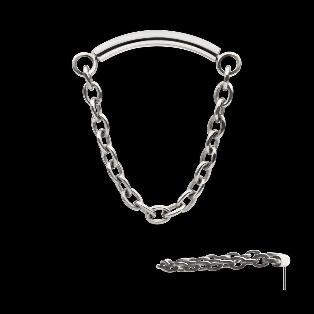 Titanium Threadless Dangle Chain Curved Bar Top
