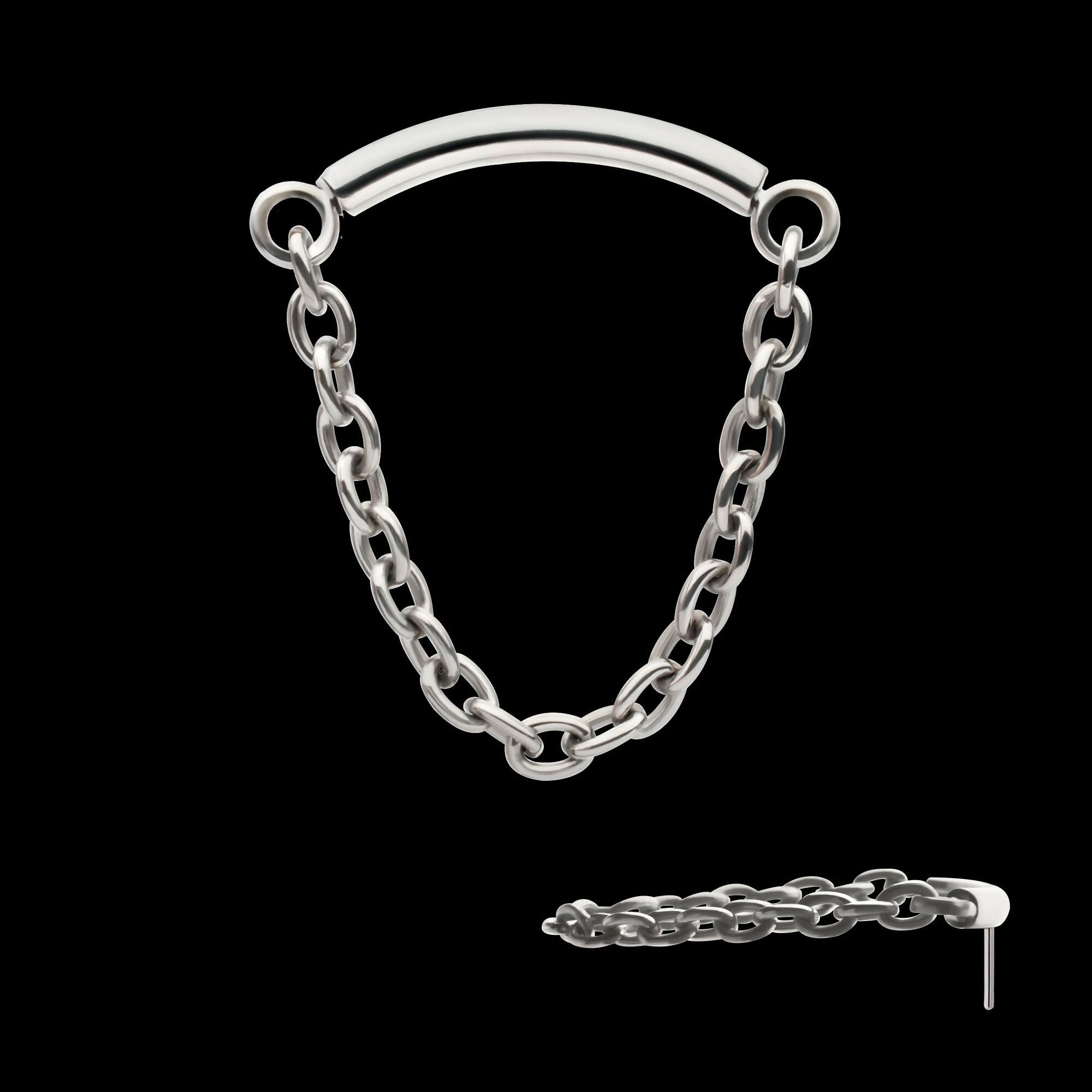 Titanium Threadless Dangle Chain Curved Bar Top