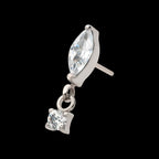 Titanium Threadless Marquise Top with Prong Set Gem Dangle