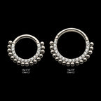16-Beaded Prong Set Clear CZ Front Facing Hinged Segment Clicker Hoop Earring / Nosering – Titanium
