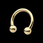 Circular Barbell with One Side Internally Threaded and One Side Fixed Ball End Earring / Nosering – 14Kt Yellow Gold