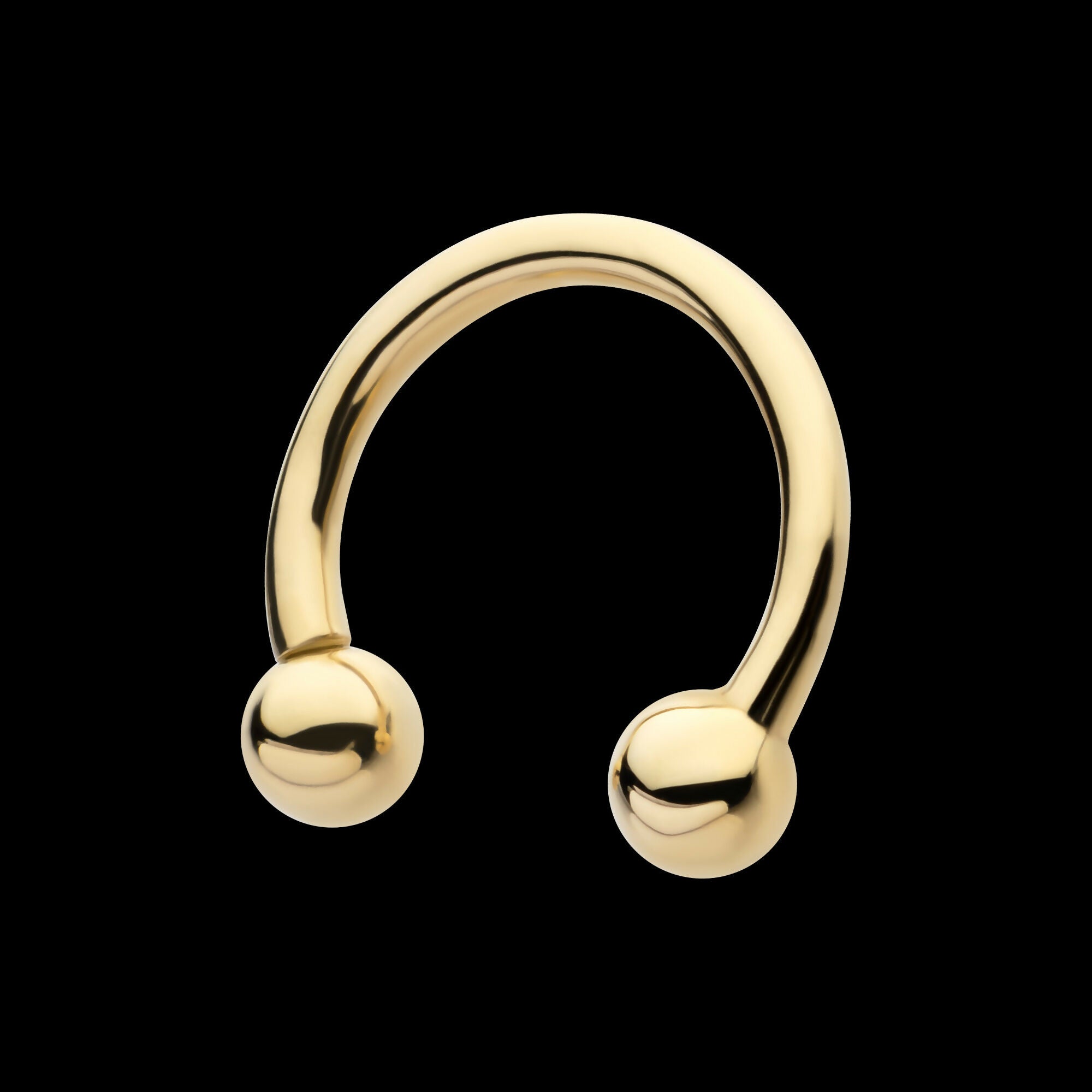 Circular Barbell with One Side Internally Threaded and One Side Fixed Ball End Earring / Nosering – 14Kt Yellow Gold