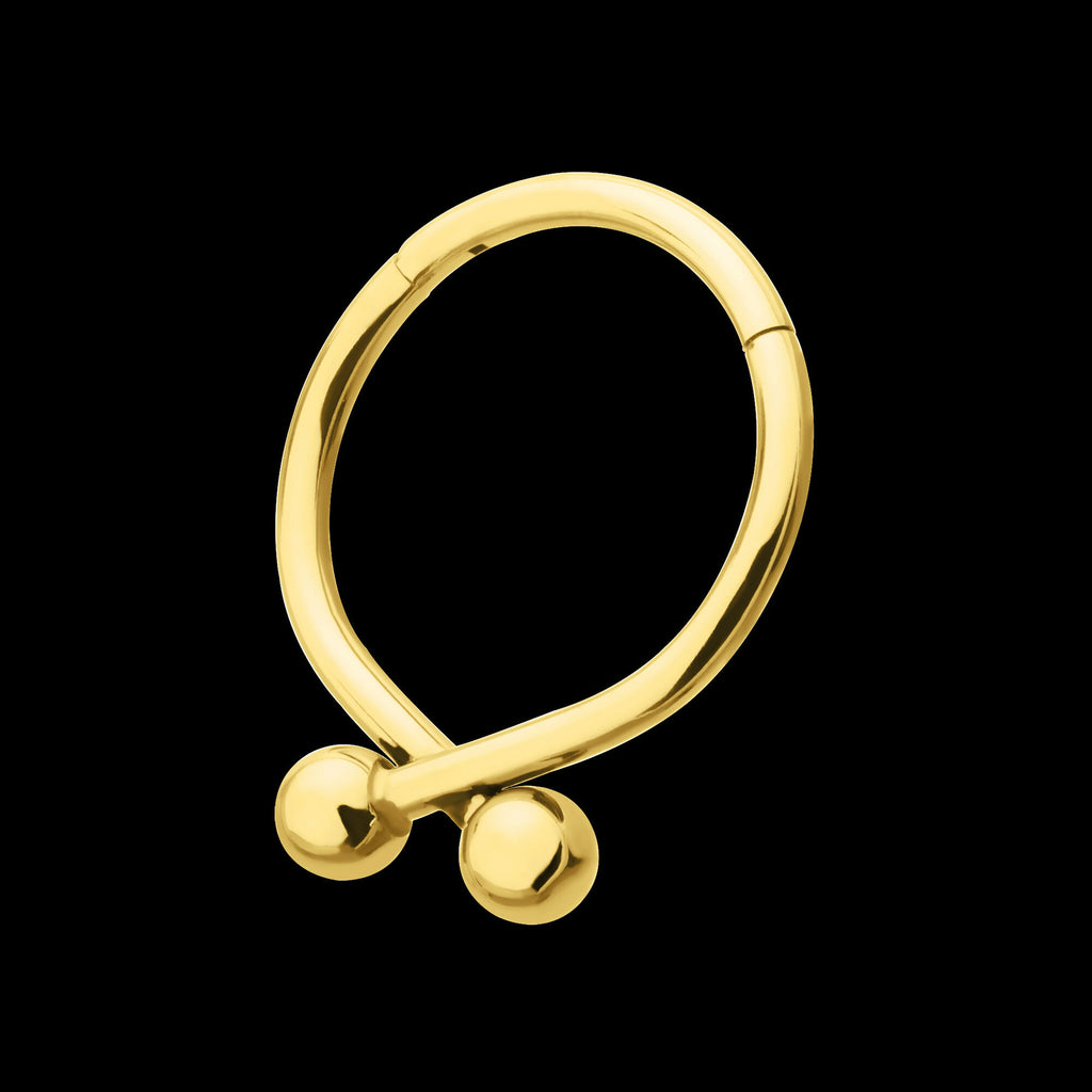 24Kt Gold PVD Titanium Twister Ball Hinged Segment Hoop Clicker Earring / Nosering