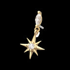 14Kt Yellow Gold Marquise with Prong CZ Gem North Star Dangle Top