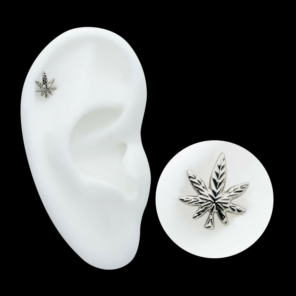 Titanium Threadless Pot Leaf Top