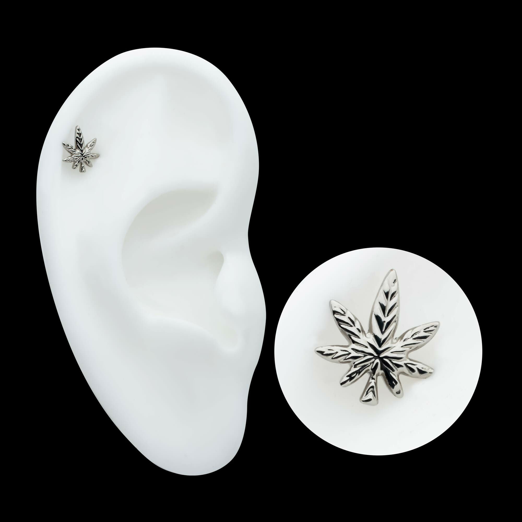 Titanium Threadless Pot Leaf Top