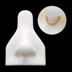 Double Row Beads & Prong Set Round CZ Cluster Hinged Segment Clicker Hoop Earring / Nosering – 14Kt Yellow Gold