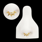 24Kt Gold PVD Titanium Five-Spiked Open Stack Triple Hoop Hinged Segment Clicker Earring / Nosering
