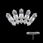 Titanium Threadless Prong Set Baguette & Round Gem Fan Shape 5-Cluster Top