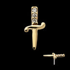 Dagger with 3 Round Lab-Grown Diamonds Flatback Stud Earring / Nosering - Lab-Grown Diamond & Diamond in 14Kt Yellow Gold