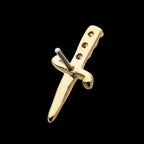 Dagger with 3 Round Lab-Grown Diamonds Flatback Stud Earring / Nosering - Lab-Grown Diamond & Diamond in 14Kt Yellow Gold