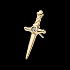 Dagger with Center Bezel Set Round Lab-Grown Diamond Flatback Stud Earring / Nosering - Diamond in 14Kt Yellow Gold