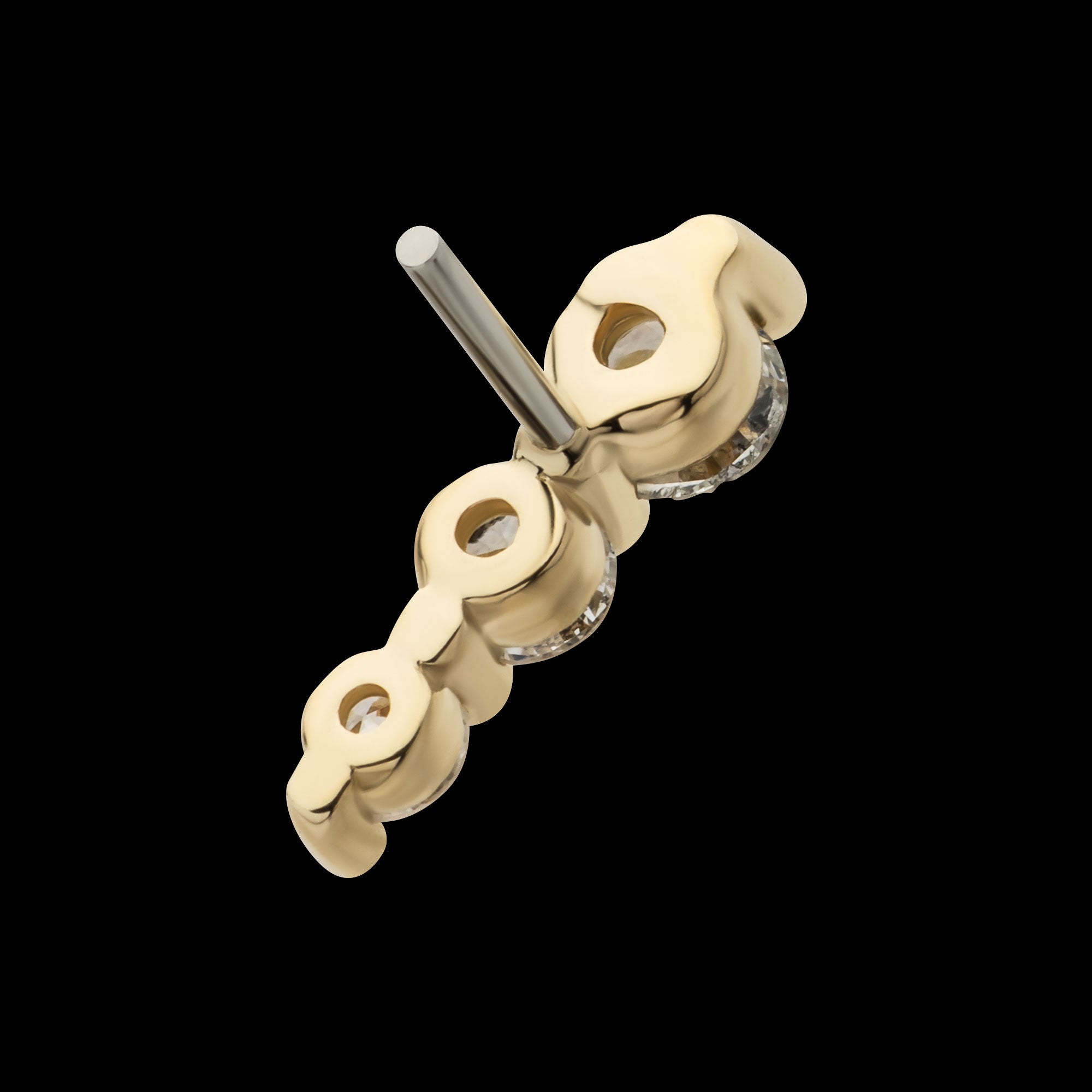 3-Cluster Gem with Prong Set Round Lab-Grown Diamonds Flatback Stud Earring / Nosering - Lab-Grown Diamond & Diamond in 14Kt Yellow Gold