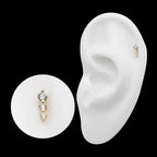 3-Cluster Gem with Prong Set Round Lab-Grown Diamonds Flatback Stud Earring / Nosering - Lab-Grown Diamond & Diamond in 14Kt Yellow Gold
