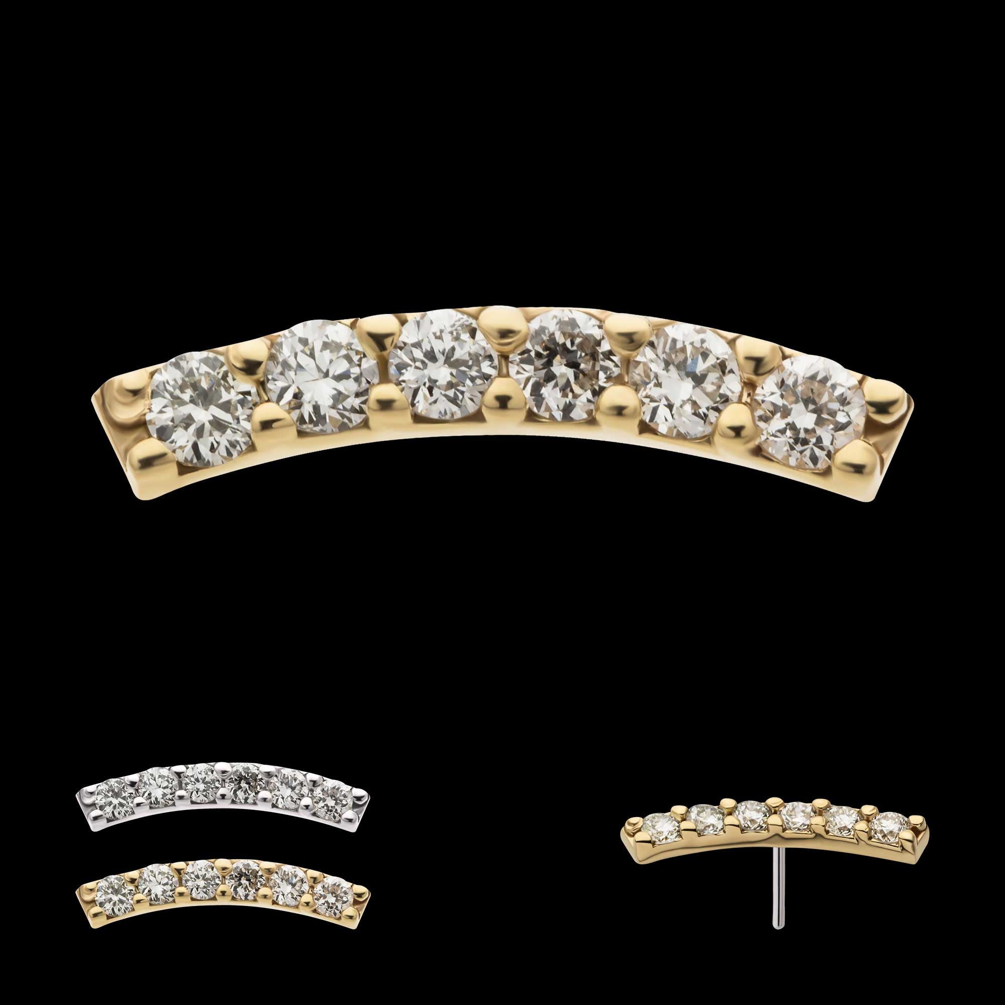 Curved Bar with 6-Cluster Prong Set Lab-Grown Diamonds Flatback Stud Earring / Nosering - Lab-Grown Diamond & Diamond in 14Kt Gold
