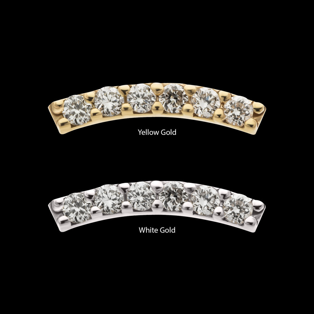 Curved Bar with 6-Cluster Prong Set Lab-Grown Diamonds Flatback Stud Earring / Nosering - Lab-Grown Diamond & Diamond in 14Kt Gold