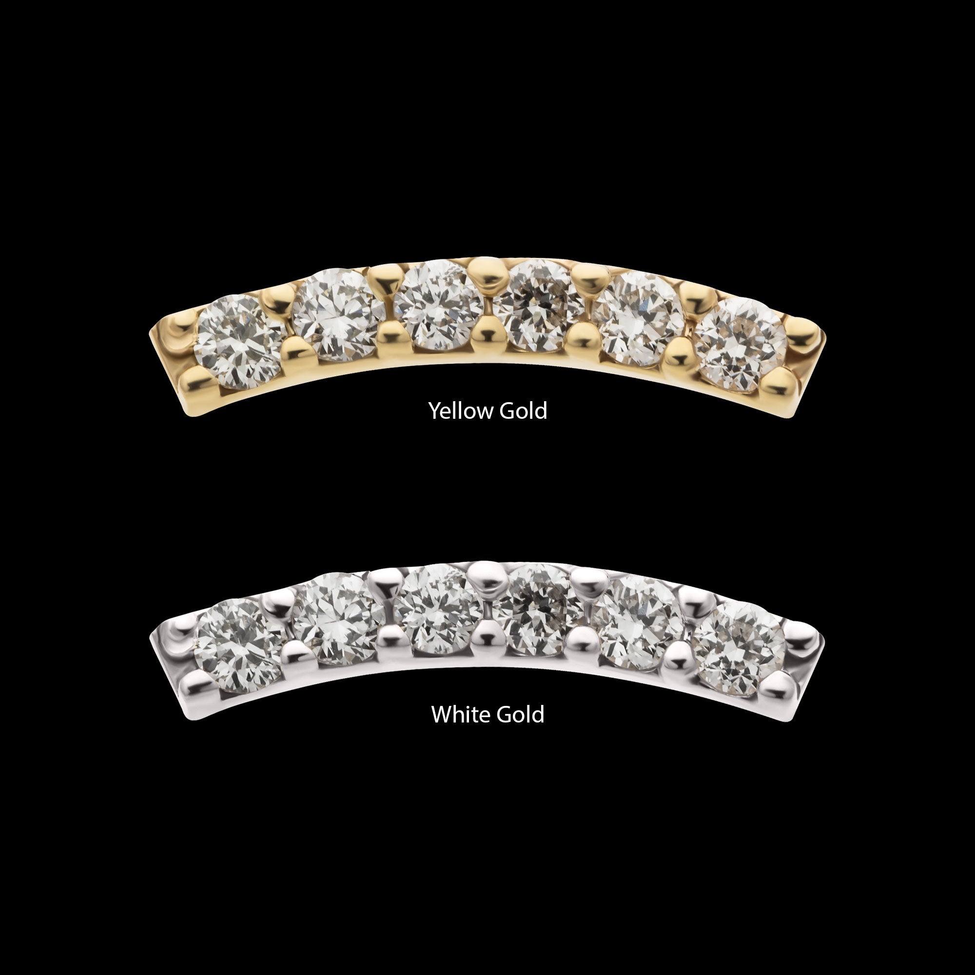 Curved Bar with 6-Cluster Prong Set Lab-Grown Diamonds Flatback Stud Earring / Nosering - Lab-Grown Diamond & Diamond in 14Kt Gold