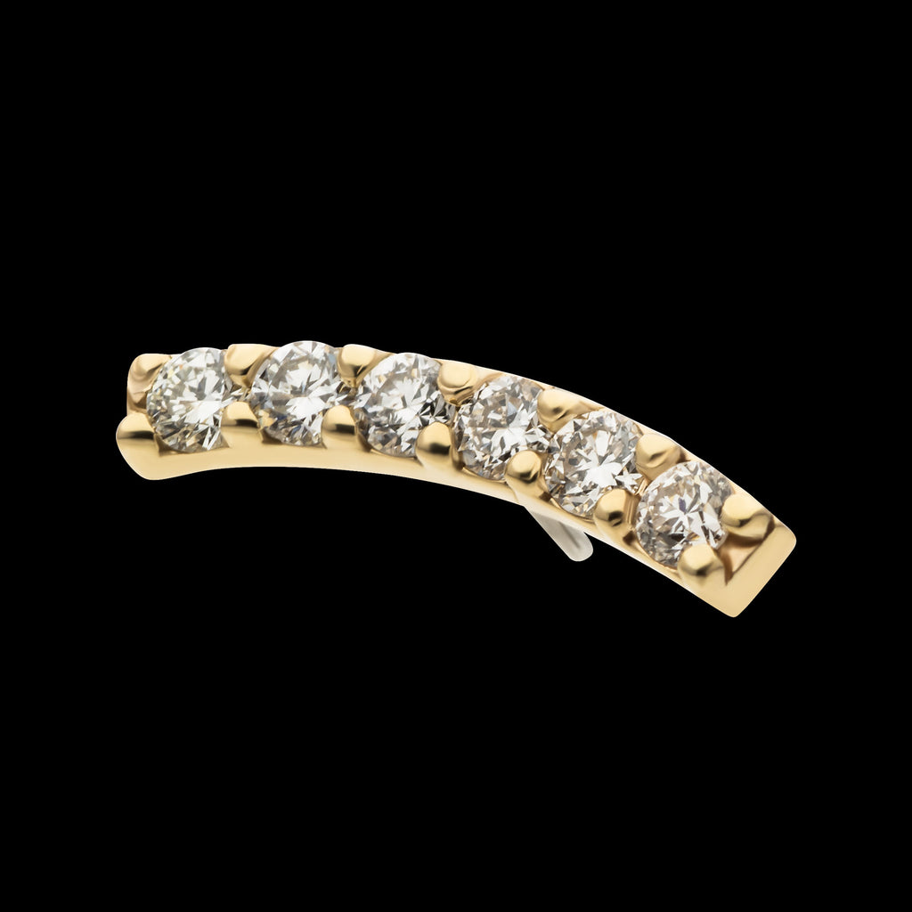 Curved Bar with 6-Cluster Prong Set Lab-Grown Diamonds Flatback Stud Earring / Nosering - Lab-Grown Diamond & Diamond in 14Kt Gold