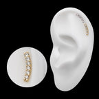 Curved Bar with 6-Cluster Prong Set Lab-Grown Diamonds Flatback Stud Earring / Nosering - Lab-Grown Diamond & Diamond in 14Kt Gold
