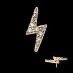 Lightning Bolt with Pave Set 9 Round Lab-Grown Diamonds Flatback Stud Earring / Nosering - Lab-Grown Diamond & Diamond in 14Kt Gold