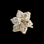 Flower with Prong Set 7 Round Lab-Grown Diamonds Flatback Stud Earring / Nosering - Lab-Grown Diamond & Diamond in 14Kt Yellow Gold