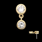 Double Bezel Lab-Grown Diamond Dangle Flatback Stud Earring / Nosering - Diamond in 14Kt Yellow Gold