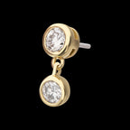 Double Bezel Lab-Grown Diamond Dangle Flatback Stud Earring / Nosering - Diamond in 14Kt Yellow Gold