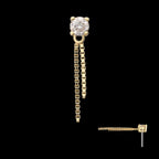 Prong Set Lab-Grown Diamond with 2 Box Chain Dangle Flatback Stud Earring / Nosering - Diamond in 14Kt Yellow Gold
