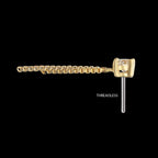 Prong Set Lab-Grown Diamond with 2 Box Chain Dangle Flatback Stud Earring / Nosering - Diamond in 14Kt Yellow Gold