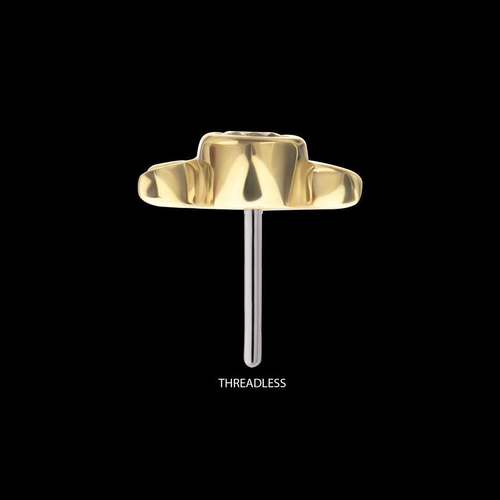Triple Moon Phase with Bezel Lab-Grown Diamond Flatback Stud Earring / Nosering - Diamond in 14Kt Yellow Gold