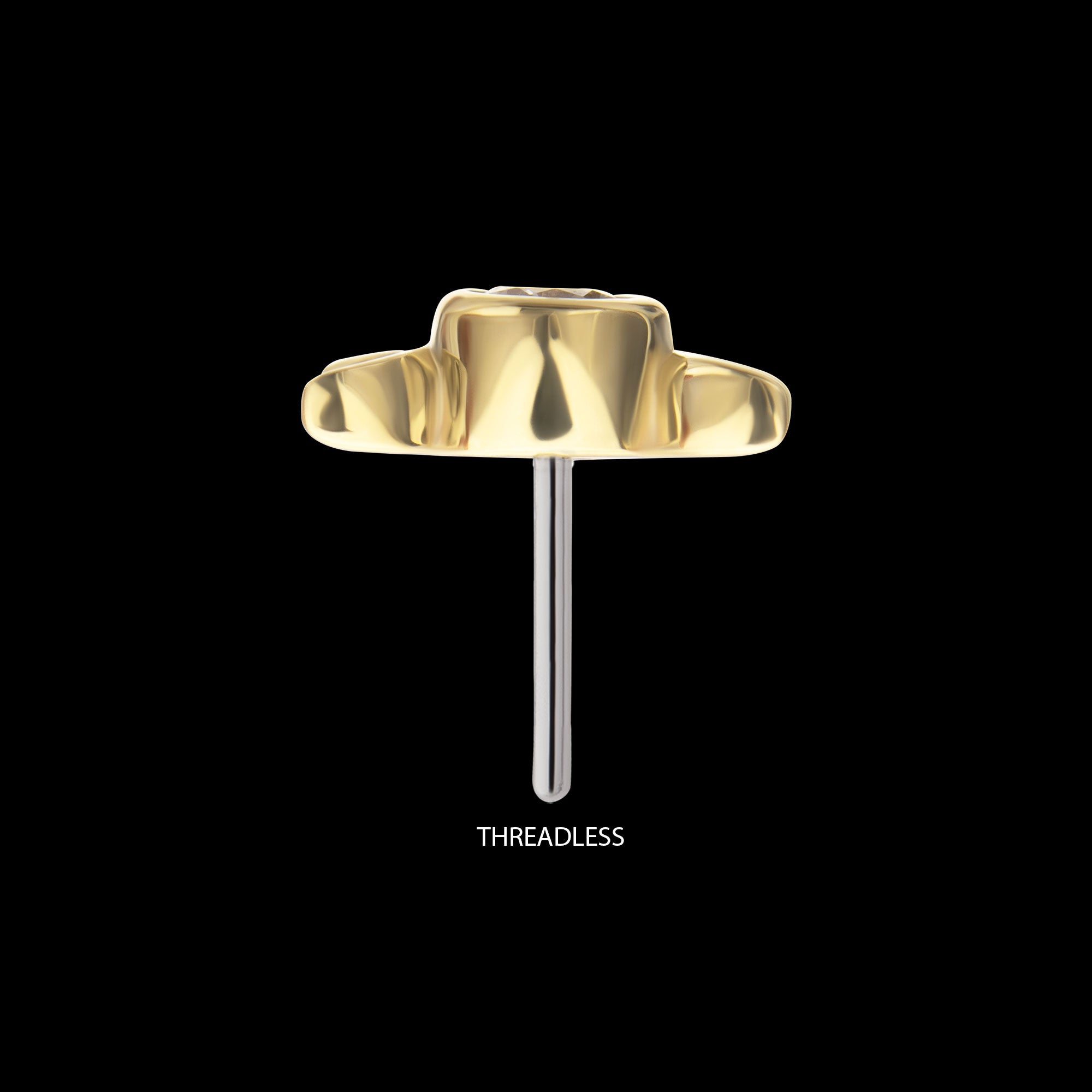 Triple Moon Phase with Bezel Lab-Grown Diamond Flatback Stud Earring / Nosering - Diamond in 14Kt Yellow Gold