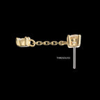 Double Prong Set Lab-Grown Diamonds Dangle Flatback Stud Earring / Nosering - Lab-Grown Diamond & Diamond in 14Kt Yellow Gold