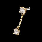 Double Prong Set Lab-Grown Diamonds Dangle Flatback Stud Earring / Nosering - Lab-Grown Diamond & Diamond in 14Kt Yellow Gold