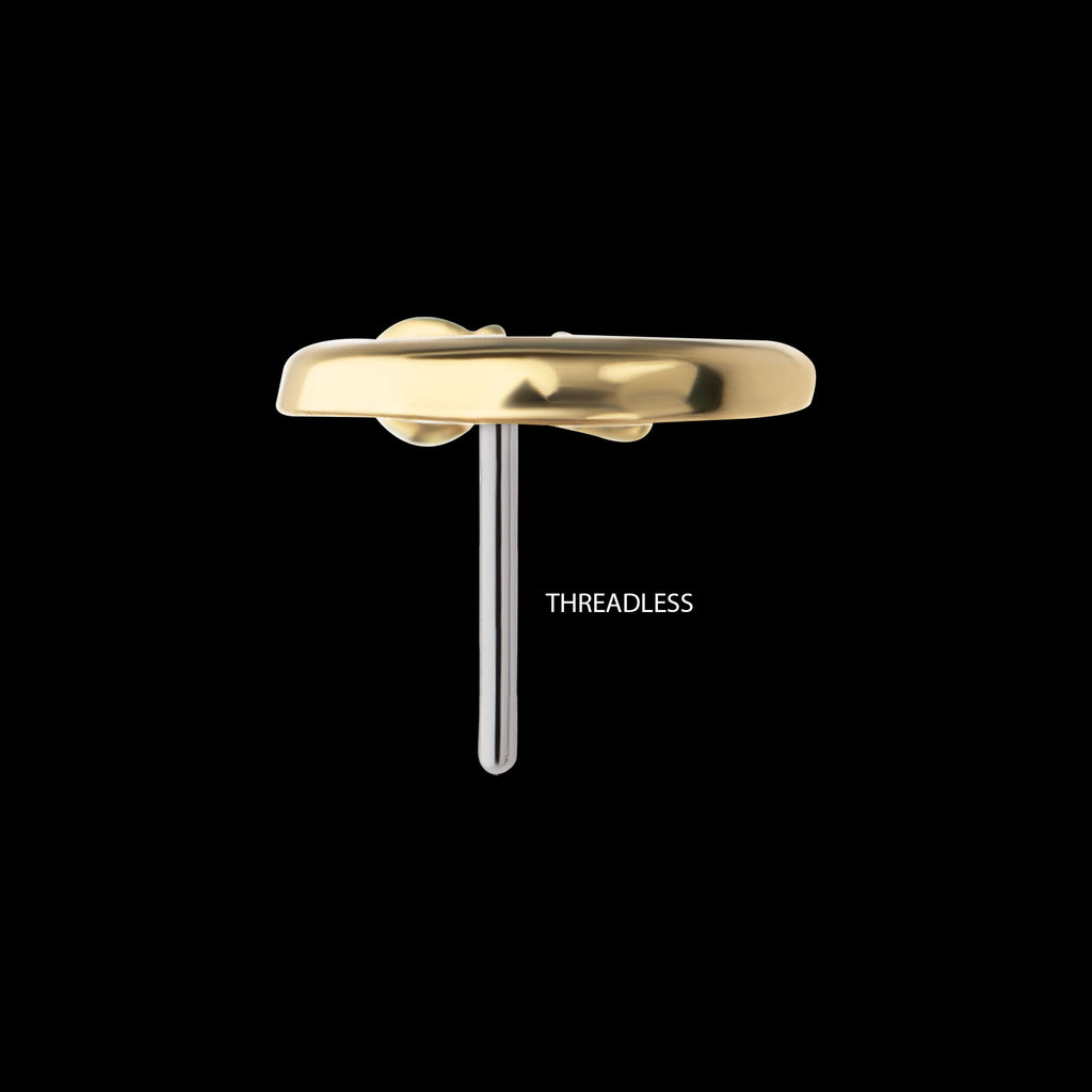 Crescent Moon with Prong Set Lab-Grown Diamond Dangle Flatback Stud Earring / Nosering - Diamond in 14Kt Yellow Gold