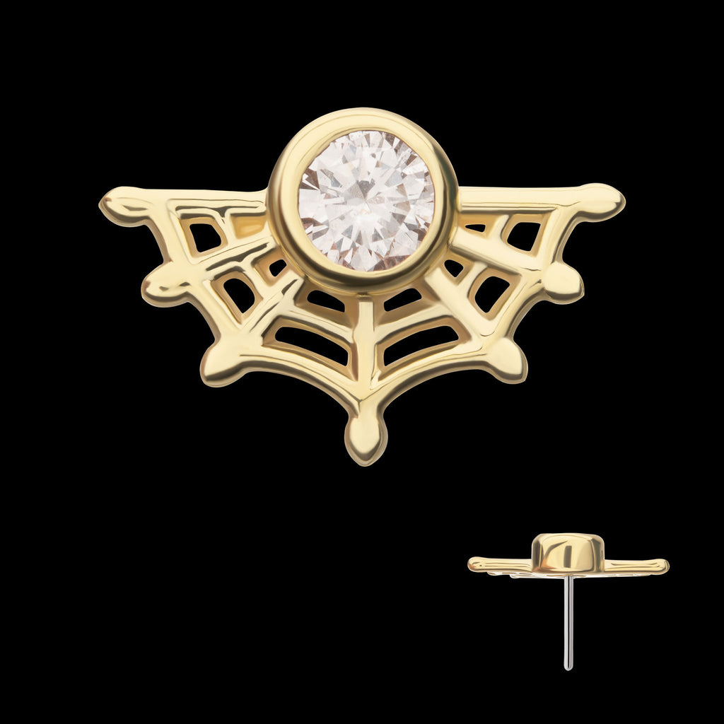 Spiderweb with Bezel Lab-Grown Diamond Flatback Stud Earring / Nosering - Diamond in 14Kt Yellow Gold