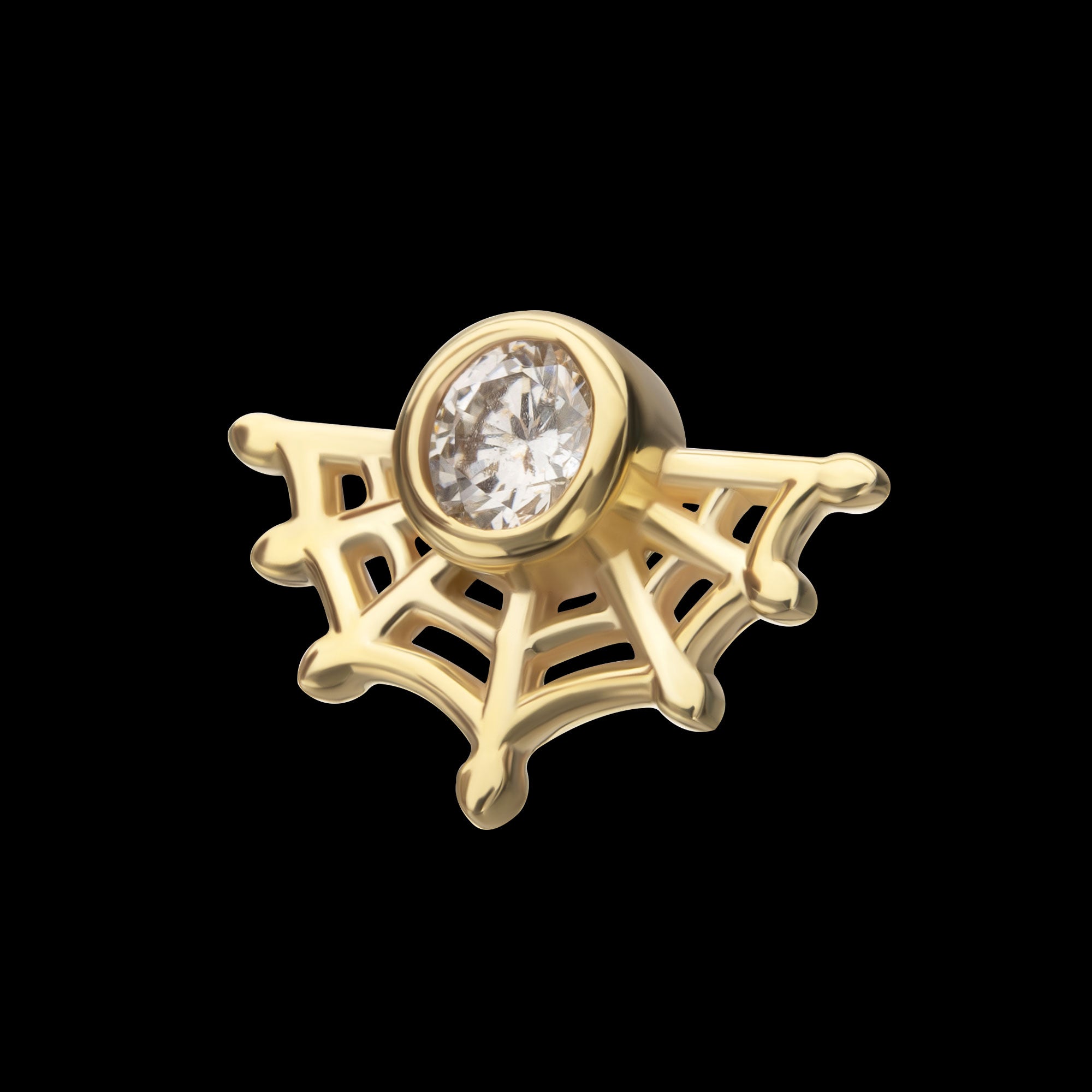 Spiderweb with Bezel Lab-Grown Diamond Flatback Stud Earring / Nosering - Diamond in 14Kt Yellow Gold