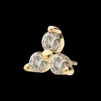 Pronged Round Lab-Grown Diamonds Trinity Flatback Stud Earring / Nosering - Lab-Grown Diamond & Diamond in 14Kt Gold