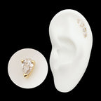 3 Prong Setting Pear Clear Lab-Grown Diamond Flatback Stud Earring / Nosering - Diamond in 14Kt Yellow Gold