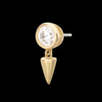 Bezel Round Lab-Grown Diamond with Spike Dangle Flatback Stud Earring / Nosering - Diamond in 14Kt Gold