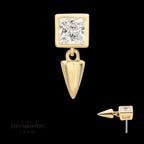 Bezel Princess Cut Lab-Grown Diamond with Spike Dangle Flatback Stud Earring / Nosering - Diamond in 14Kt Gold