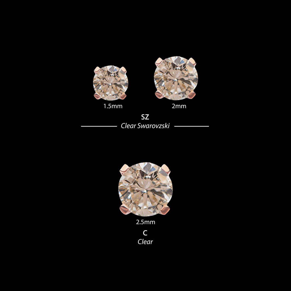 14Kt Rose Gold with Prong Set Round CZ Flatback Stud Earring / Nosering