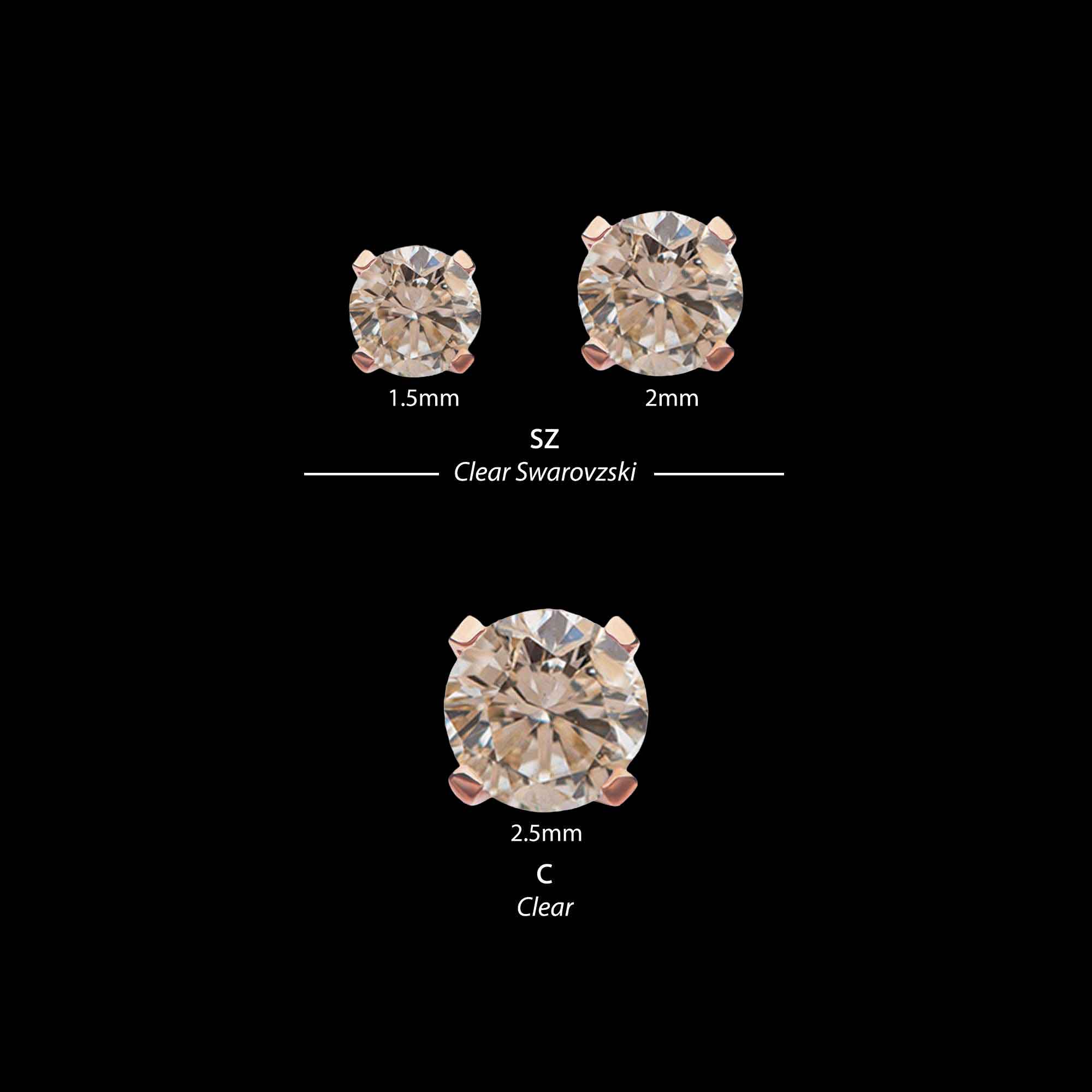 14Kt Rose Gold with Prong Set Round CZ Flatback Stud Earring / Nosering