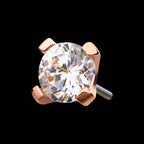 14Kt Rose Gold with Prong Set Round CZ Flatback Stud Earring / Nosering