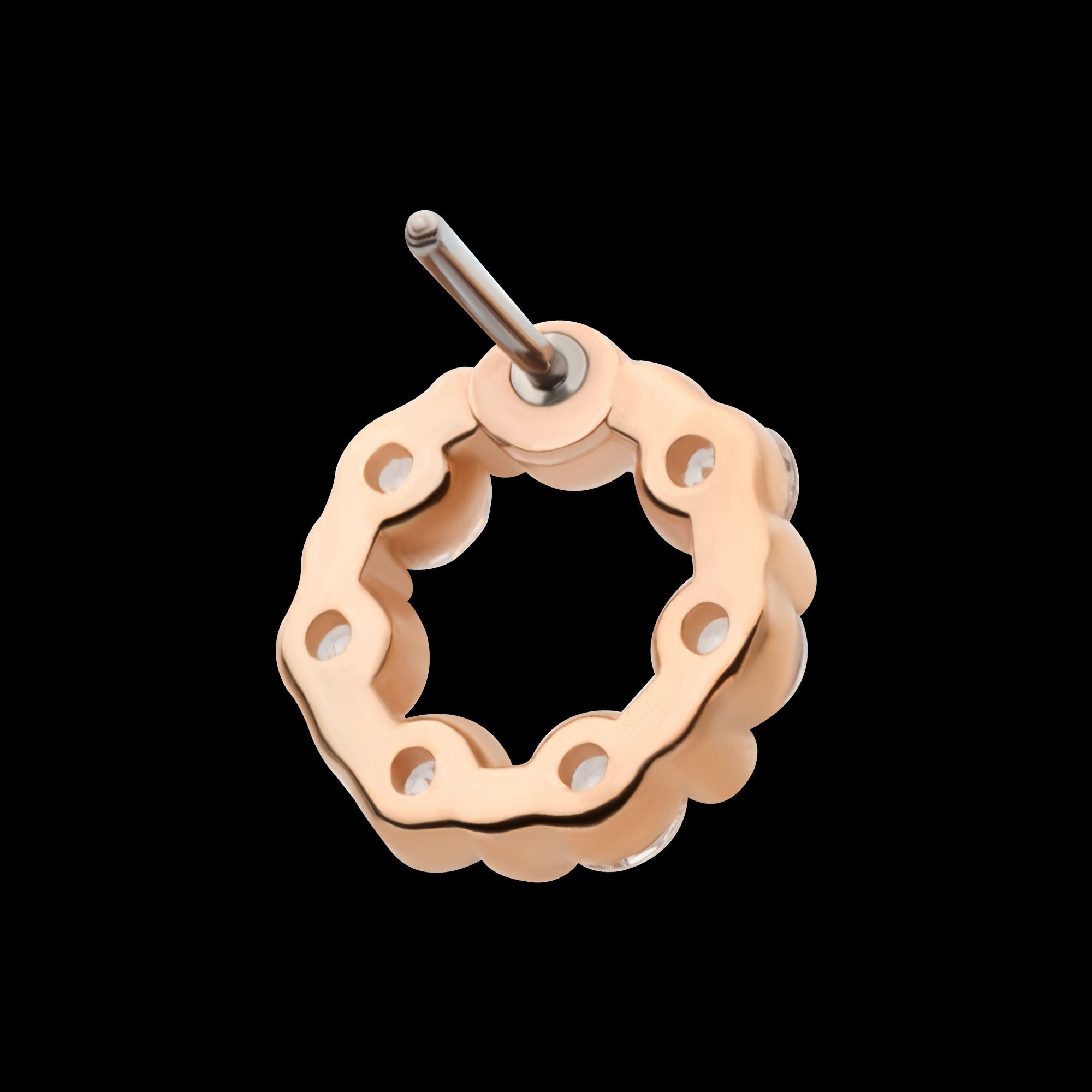14Kt Rose Gold Wreath with Prong Set 7 Clear CZ Flatback Stud Earring / Nosering
